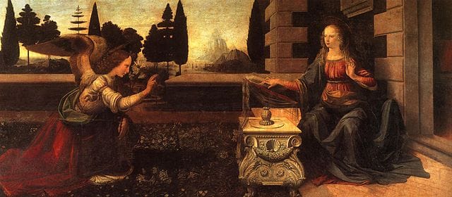 The Annunciation - Leonardo Da Vinci - Uffiizi Gallery